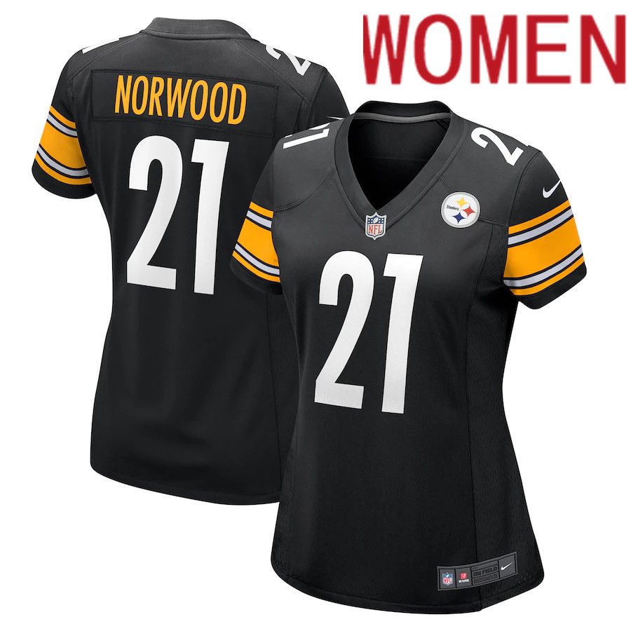 Women Pittsburgh Steelers #21 Tre Norwood Nike Black Game NFL Jersey->women nfl jersey->Women Jersey